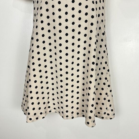 Patrizia Pepe 100%Silk Polka Dot Black Cream Dress Size 38 Cold Shoulder Lined - Picture 4 of 14